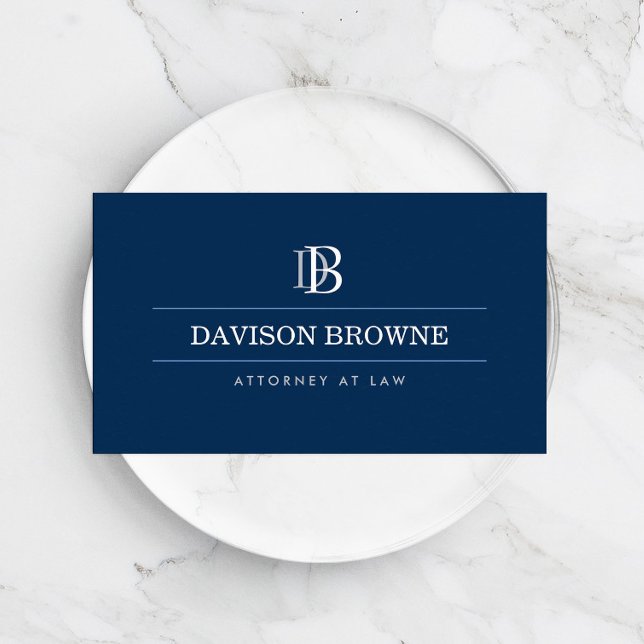 Professionell Monogram Attorney, Lawyer Blue Visitkort (Skapare uppladdad)