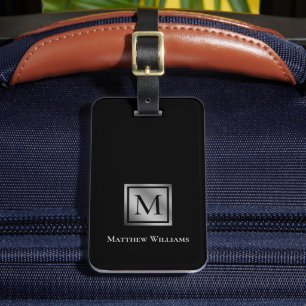 Professionell Monogram Black and Silver Anpassning Bagagebricka