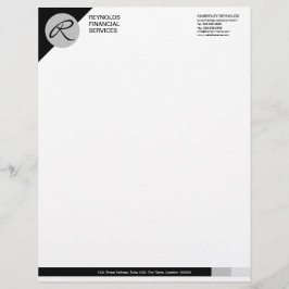 Professionell Monogram Black Grått Business Brevhuvud
