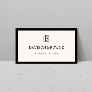 Professionell Monogram Black och Ivory Visitkort
