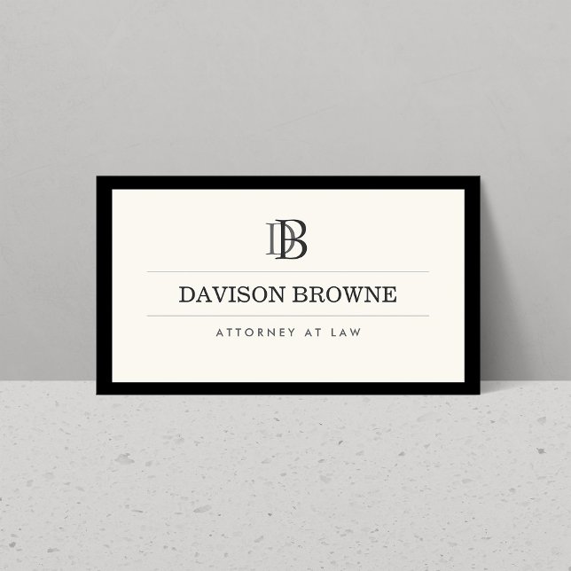 Professionell Monogram Black och Ivory Visitkort (Skapare uppladdad)