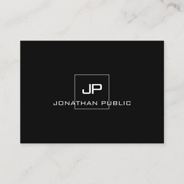 Professionell Monogram Black White Elegant Modern Visitkort (Framsida)