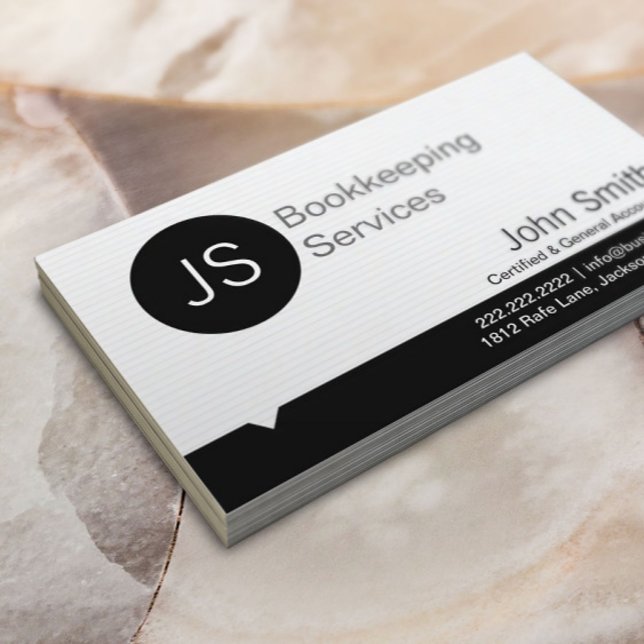 Professionell monogram bokföring redovisning visitkort (Skapare uppladdad)