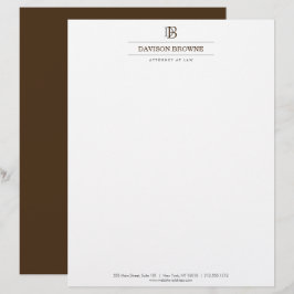 Professionell Monogram Brown på vitt bläckhuvud Brevhuvud