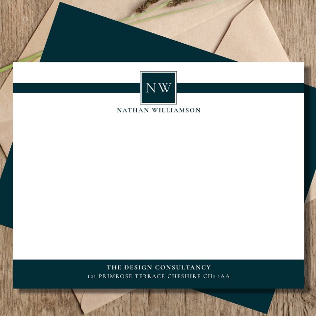 Professionell Monogram Business Flat Note Card Anteckningskort (Skapare uppladdad)