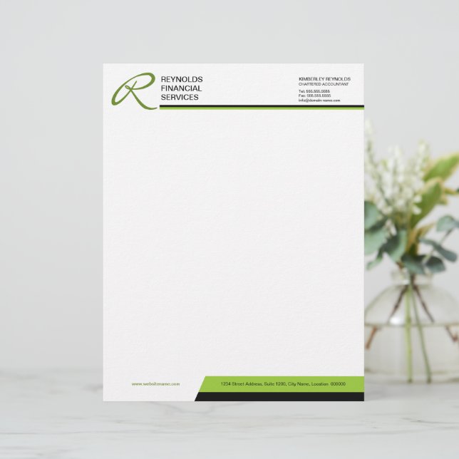 Professionell Monogram Business Letterhead Brevhuvud (Stående Fram)