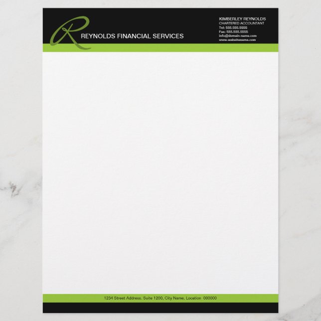 Professionell Monogram Business Letterhead Brevhuvud (Framsida)
