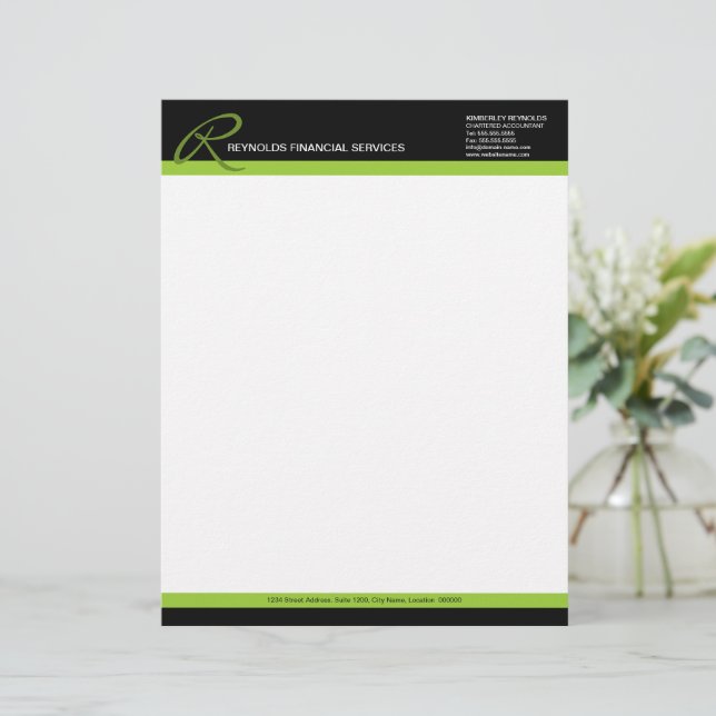 Professionell Monogram Business Letterhead Brevhuvud (Stående Fram)