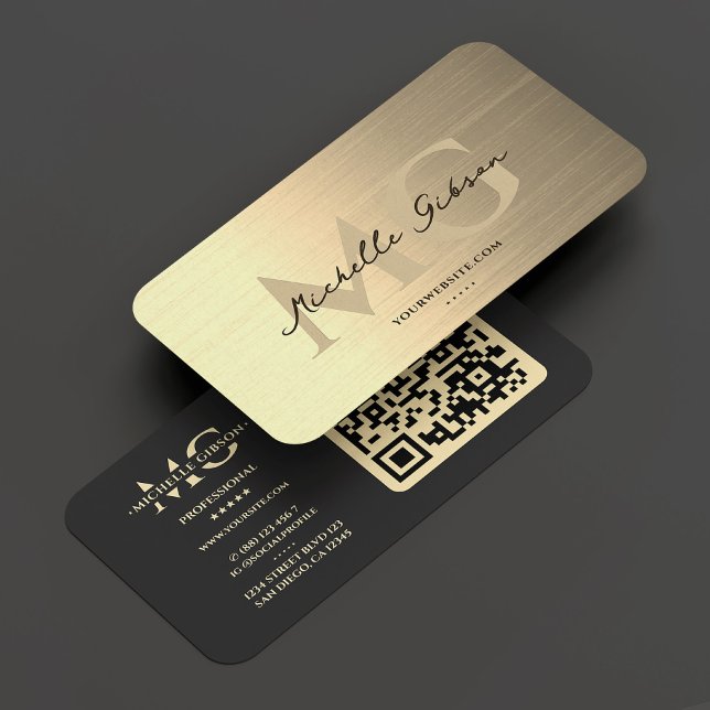 Professionell Monogram Elegant Black Guld Modern Visitkort (Professional Monogram Elegant Black Gold Modern Business Card
)