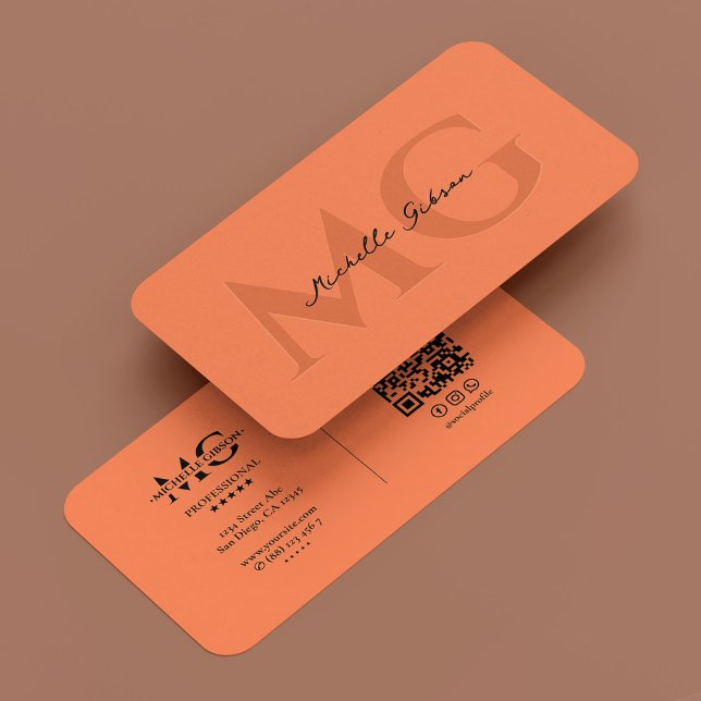 Professionell Monogram Elegant Coral Initialer Visitkort (Professional Monogram Elegant Coral Initials Business Card
)