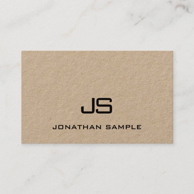 Professionell Monogram Elegant Kraftpappermall Visitkort (Framsida)