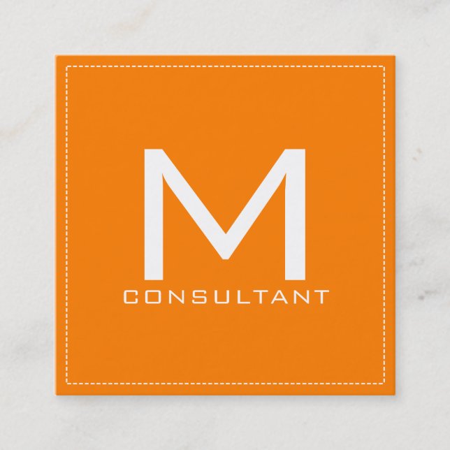 Professionell Monogram Elegant Modern Amber Fyrkantigt Visitkort (Framsida)