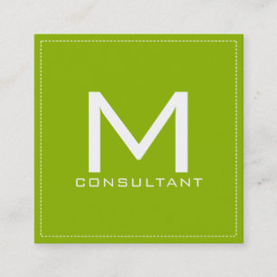 Professionell Monogram Elegant Modern Apple-Grönt Fyrkantigt Visitkort