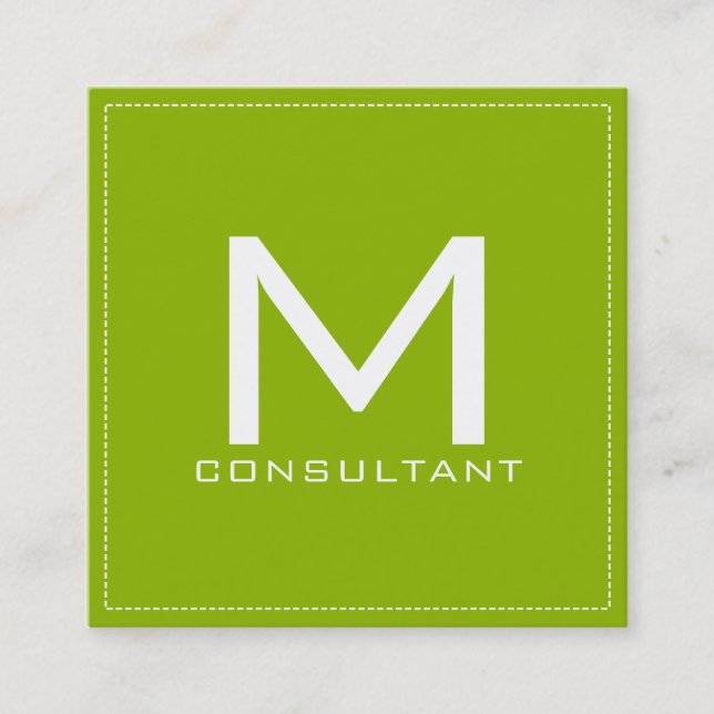Professionell Monogram Elegant Modern Apple-Grönt Fyrkantigt Visitkort (Framsida)
