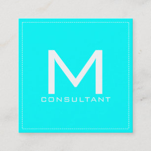 Professionell Monogram Elegant Modern Aqua Fyrkantigt Visitkort
