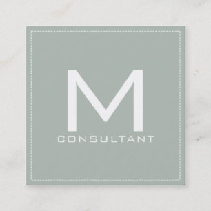 Professionell Monogram Elegant Modern Ash Grått Fyrkantigt Visitkort