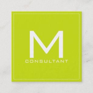 Professionell Monogram Elegant Modern Bitter Lemon Fyrkantigt Visitkort