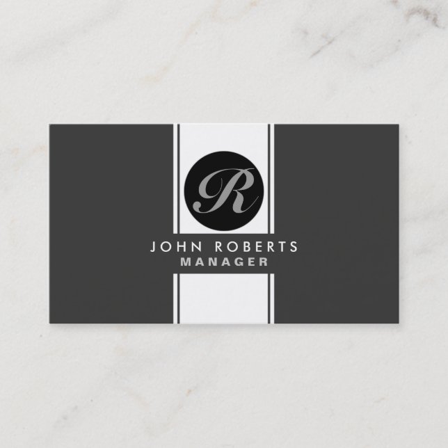 Professionell Monogram Elegant Modern Black Visitkort (Framsida)