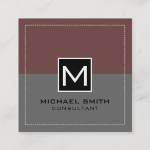 Professionell Monogram Elegant Modern Grå Kaffe Fyrkantigt Visitkort