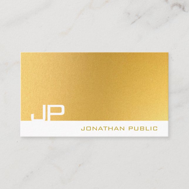 Professionell Monogram Elegant Modern Guld Plain Visitkort (Framsida)