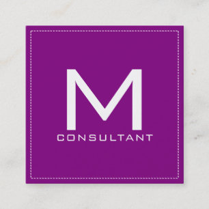 Professionell Monogram Elegant Modern Lila Fyrkantigt Visitkort