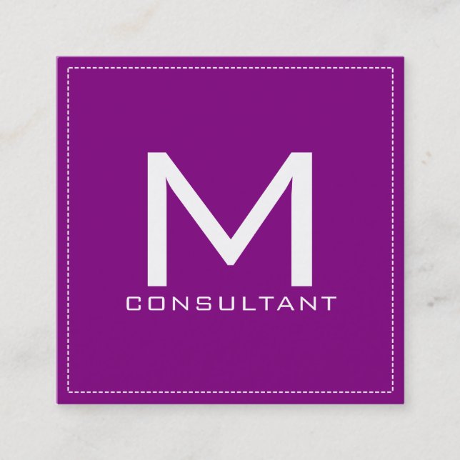 Professionell Monogram Elegant Modern Lila Fyrkantigt Visitkort (Framsida)