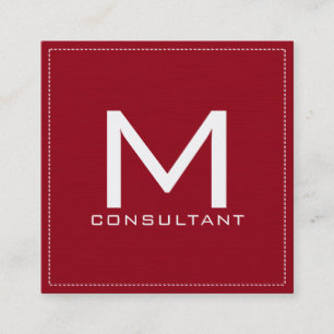 Professionell Monogram Elegant Modern Mörk Red Fyrkantigt Visitkort