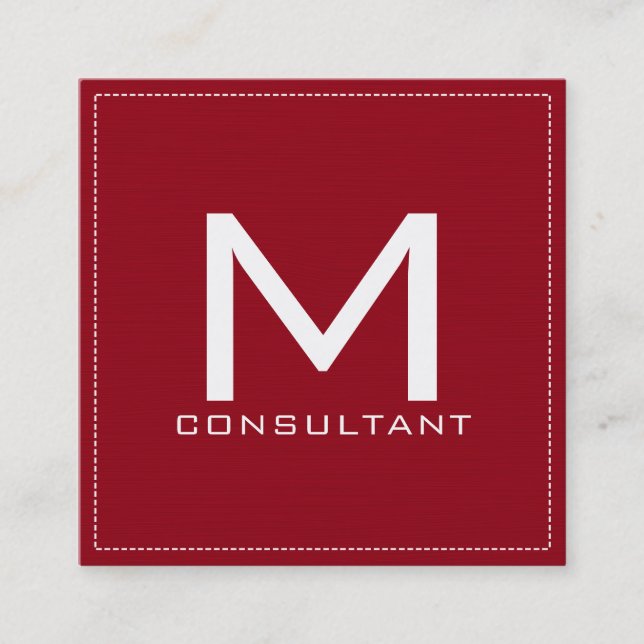 Professionell Monogram Elegant Modern Mörk Red Fyrkantigt Visitkort (Framsida)