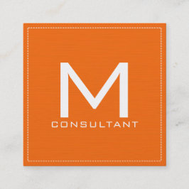 Professionell Monogram Elegant Modern Orange Fyrkantigt Visitkort