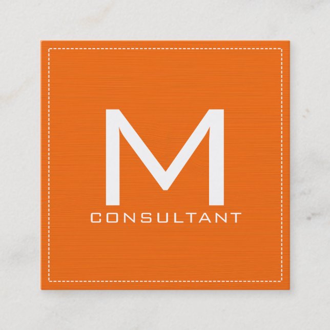 Professionell Monogram Elegant Modern Orange Fyrkantigt Visitkort (Framsida)