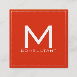 Professionell Monogram Elegant Modern Red Orange Fyrkantigt Visitkort