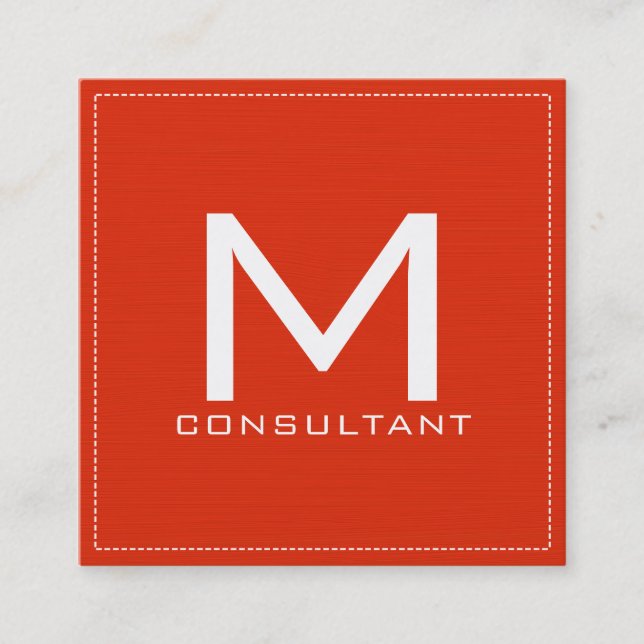 Professionell Monogram Elegant Modern Red Orange Fyrkantigt Visitkort (Framsida)