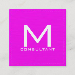 Professionell Monogram Elegant Modern Rosa Fyrkantigt Visitkort