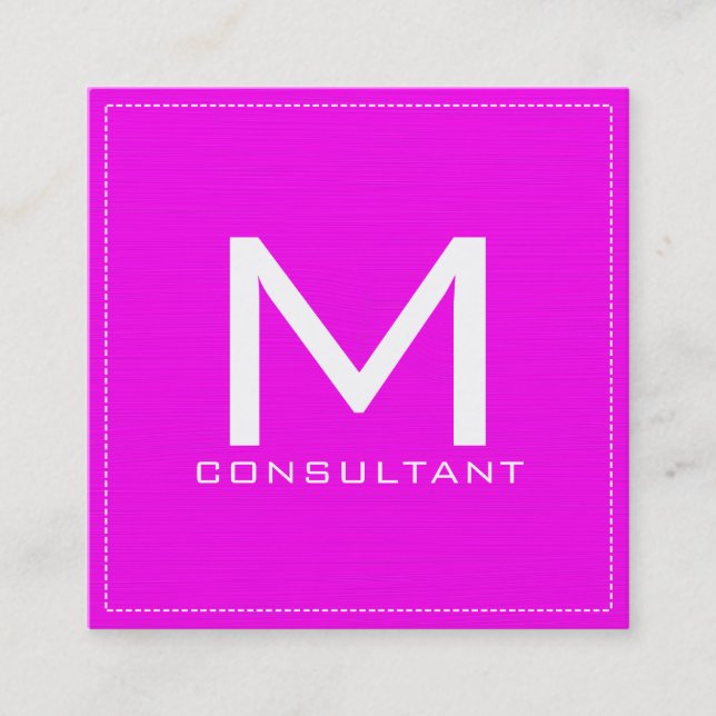 Professionell Monogram Elegant Modern Rosa Fyrkantigt Visitkort (Framsida)