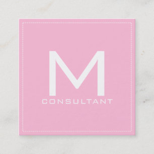 Professionell Monogram Elegant Modern Rosa Fyrkantigt Visitkort