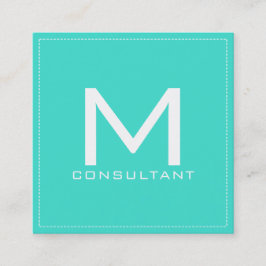 Professionell Monogram Elegant Modern turkos Fyrkantigt Visitkort