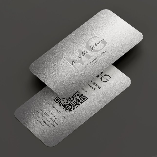 Professionell Monogram Elegant Silver Visitkort (Professional Monogram Elegant Silver Business Card
)