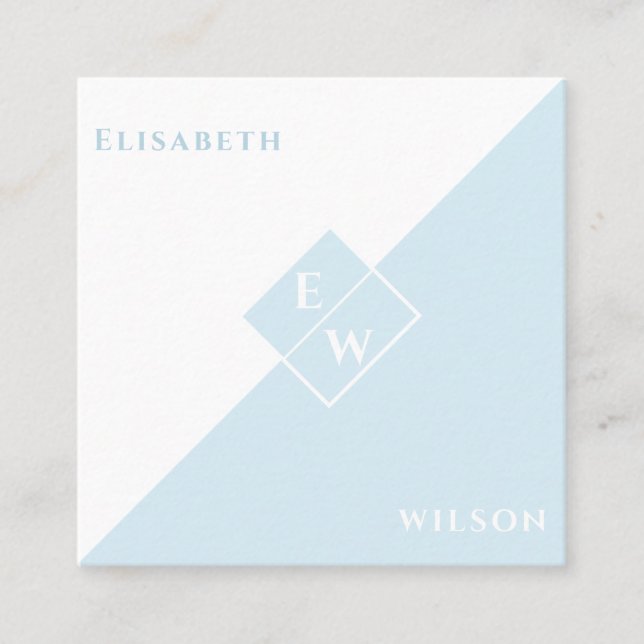 Professionell monogram enkelt minimalistiskt trend fyrkantigt visitkort (Framsida)