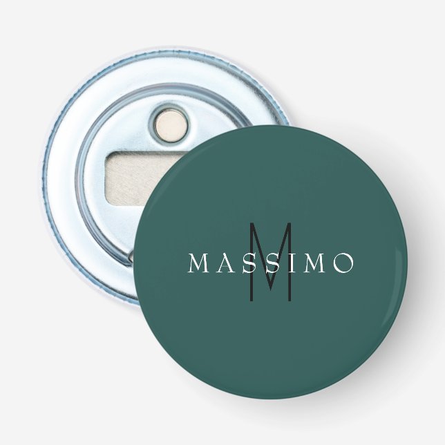 Professionell monogram gråblå Ditt namn Flasköppnare (Framsidan)