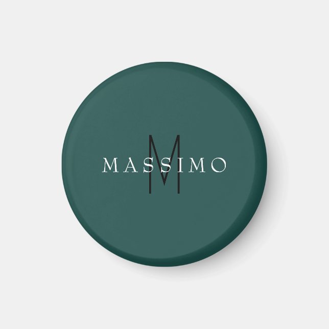 Professionell monogram gråblå Ditt namn Magnet (Framsidan)