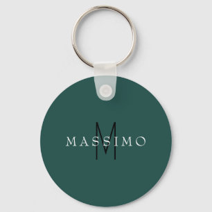 Professionell monogram gråblå Ditt namn Nyckelring
