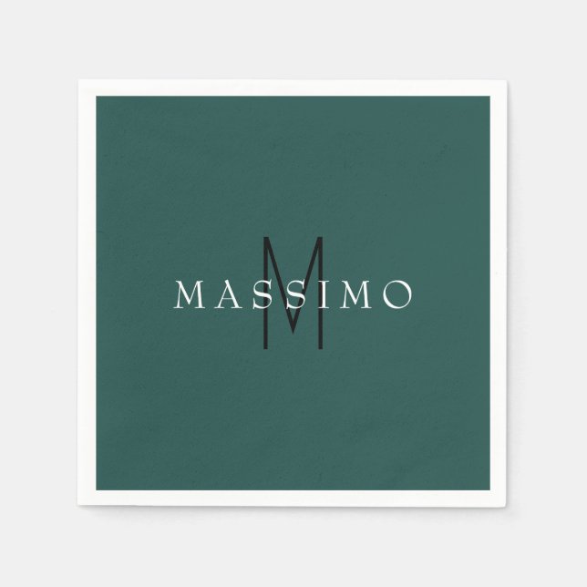Professionell monogram gråblå Ditt namn Pappersservett (Framsidan)