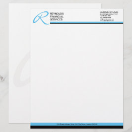 Professionell Monogram i Blue Business Brevhuvud