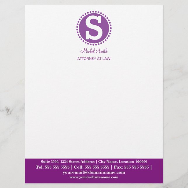 Professionell Monogram Lila Brevhuvud (Framsida)