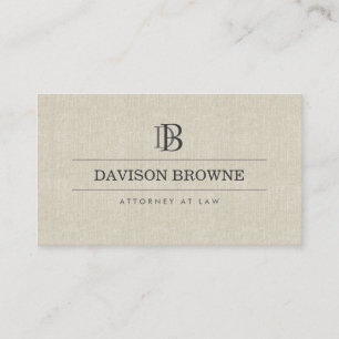 Professionell Monogram Linen-utseende Visitkort