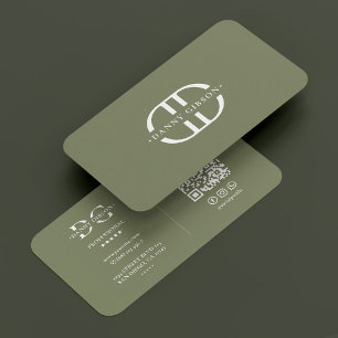 Professionell Monogram Logotyp D Elegant Sage Visitkort