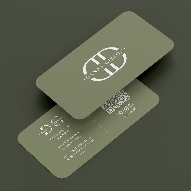Professionell Monogram Logotyp D Elegant Sage Visitkort (Professional Monogram Logo D Elegant Sage Business Card
)
