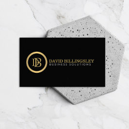 Professionell Monogram Logotyp i Faux Guld Black Visitkort