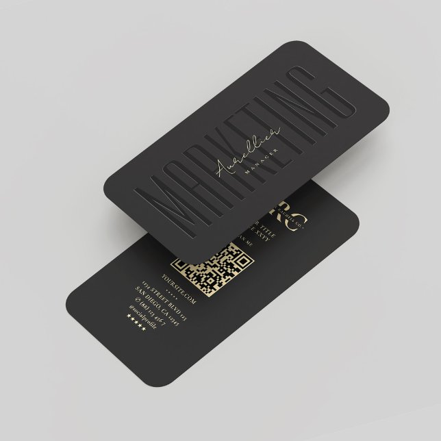 Professionell Monogram Marknadsföring Black Guld M Visitkort (Professional Monogram Marketing Black Gold Modern Business Card
)
