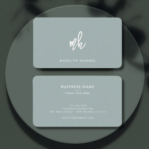 Professionell Monogram Minimal Modern Script Sage Visitkort